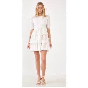 Anthropologie FREE THE ROSES Texture Tiered Dress, Size Medium